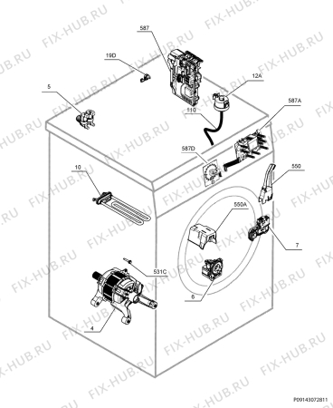 Взрыв-схема стиральной машины Electrolux EWP1272TDW - Схема узла Electrical equipment 268